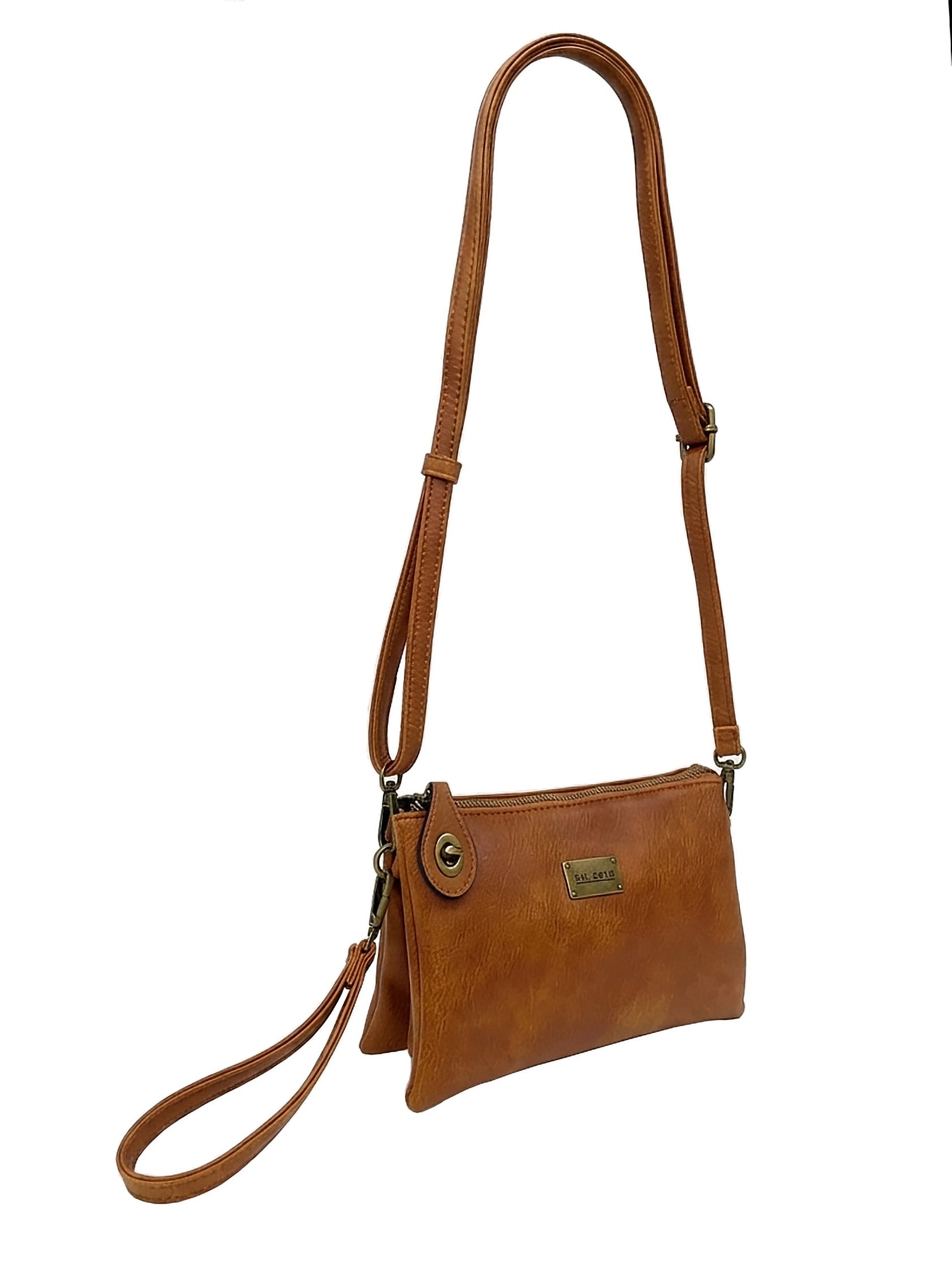 Ella Cognac | Crossbody Bag + Wristlet