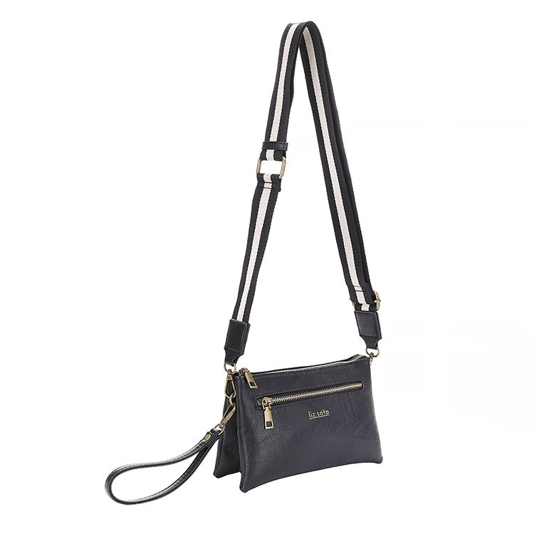 Chloe Black Stripe | Crossbody Bag, woven strap