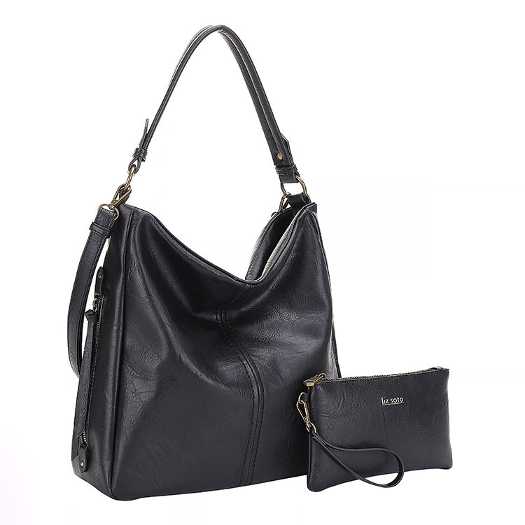 Madison Black | Hobo Bag + Wristlet