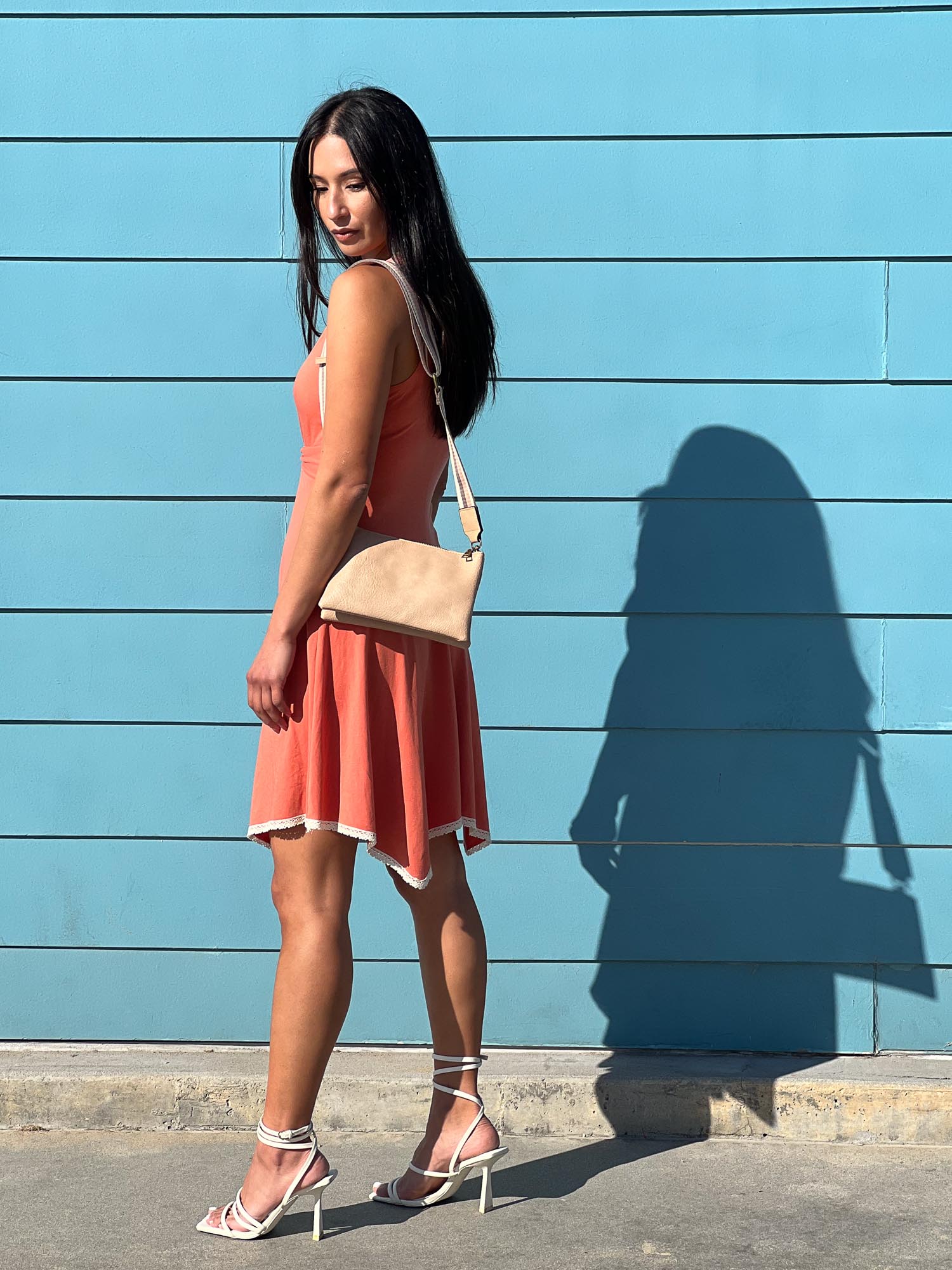 Chloe Almond | Crossbody Bag, woven strap