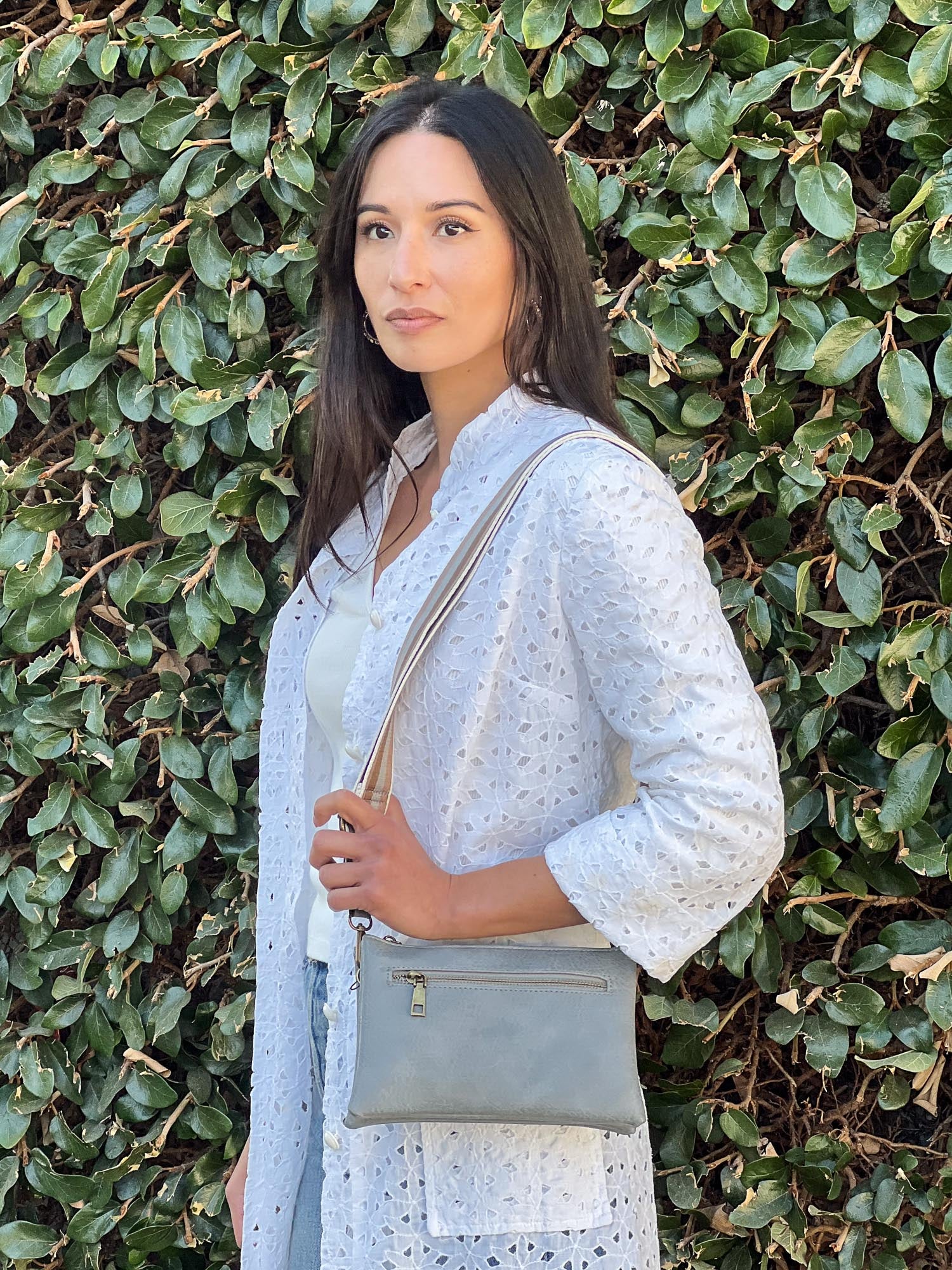 Chloe Grey | Crossbody Bag, woven strap