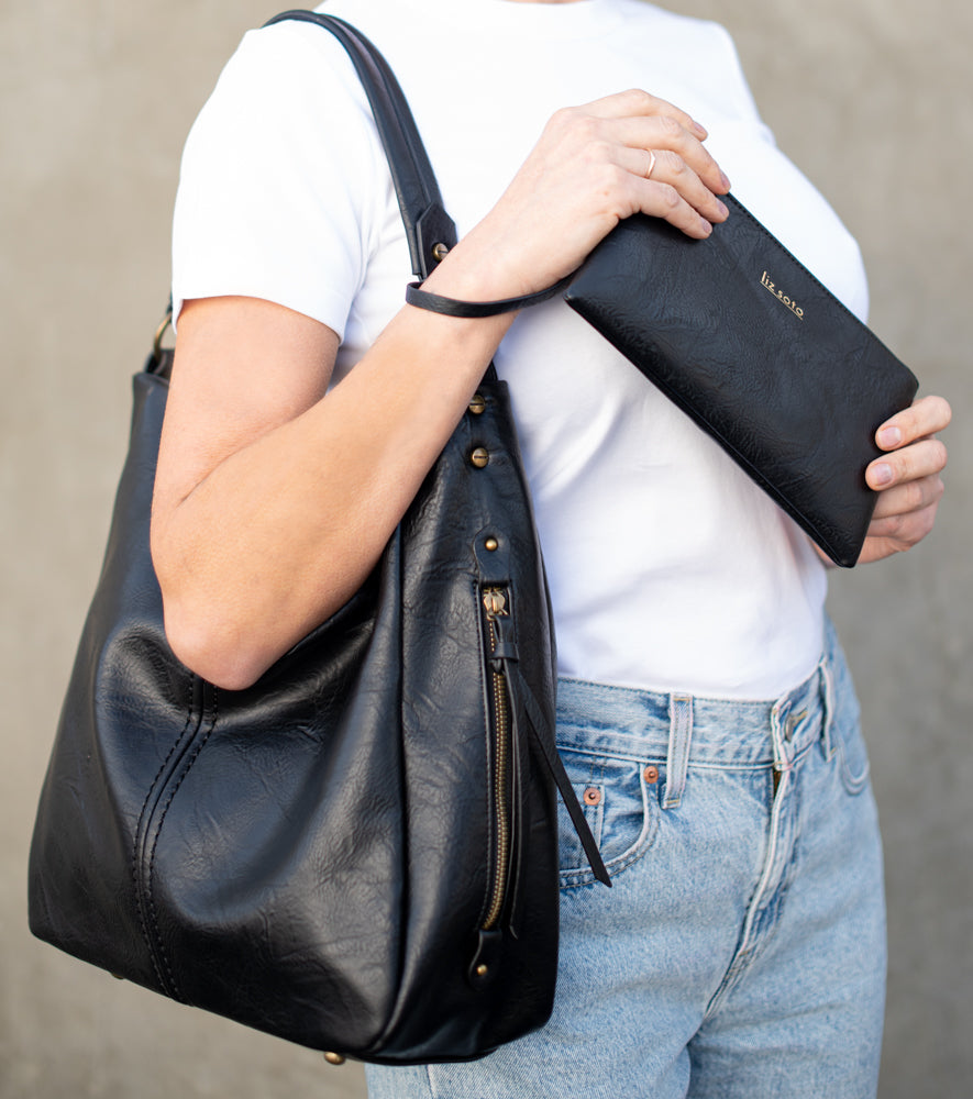 Madison Black | Hobo Bag + Wristlet