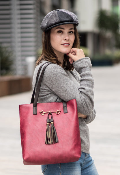 Jane Burgundy | Tote Bag, 2 in 1 Horsebit
