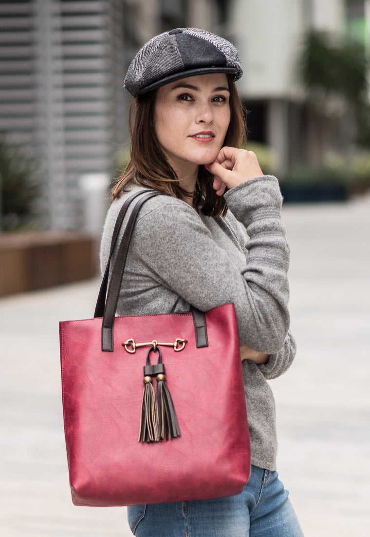 Jane Burgundy | Tote Bag, 2 in 1 Horsebit