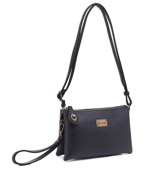 Ella Black | Crossbody Bag + Wristlet