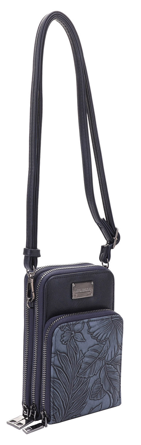 Gina Navy | 3-Zip Crossbody Bag