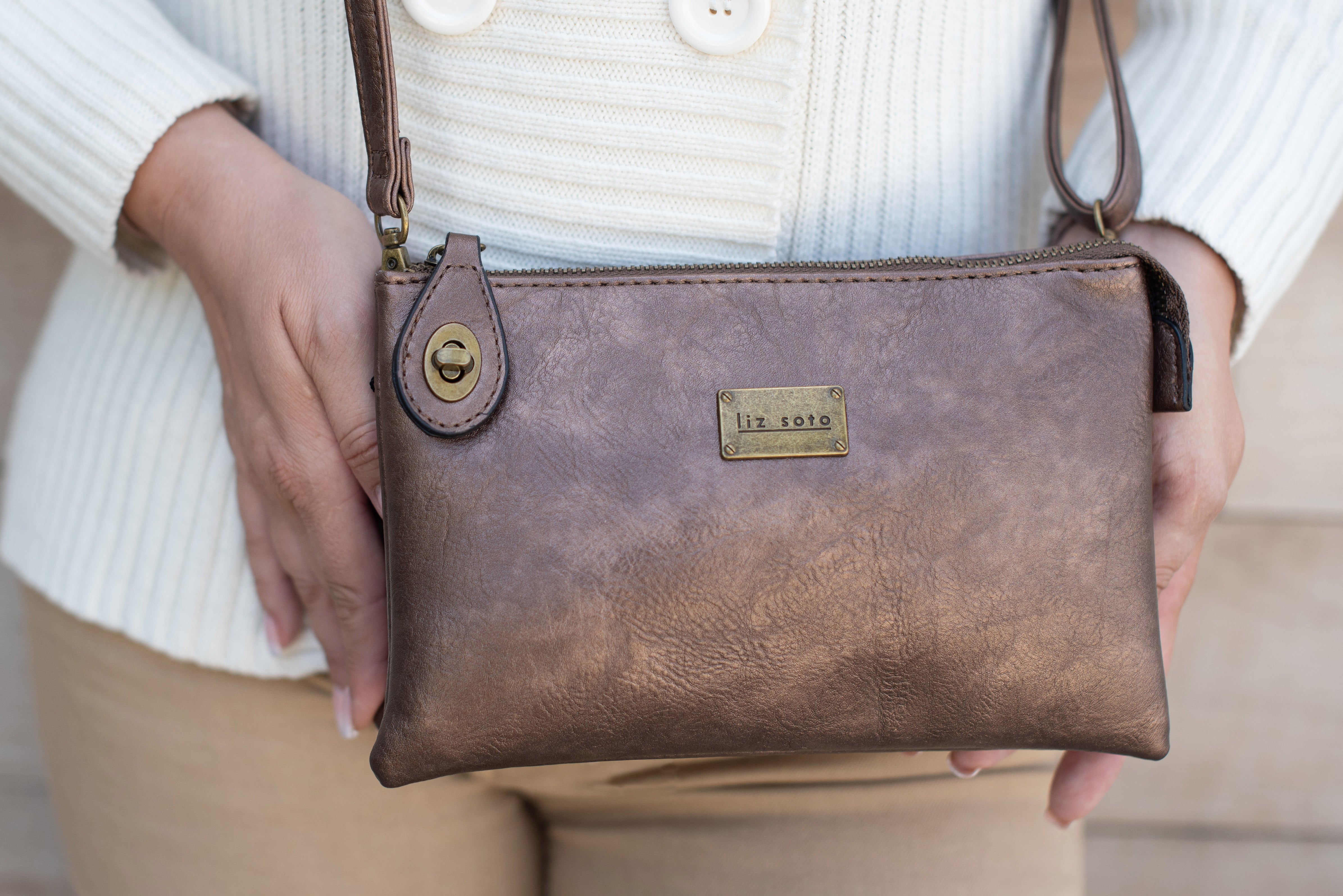 Ella Bronze | Crossbody Bag + Wristlet