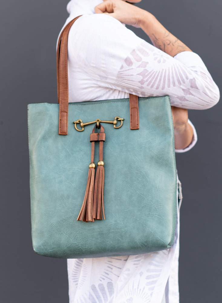Jane Teal  | Tote Bag, 2 in 1 Horsebit