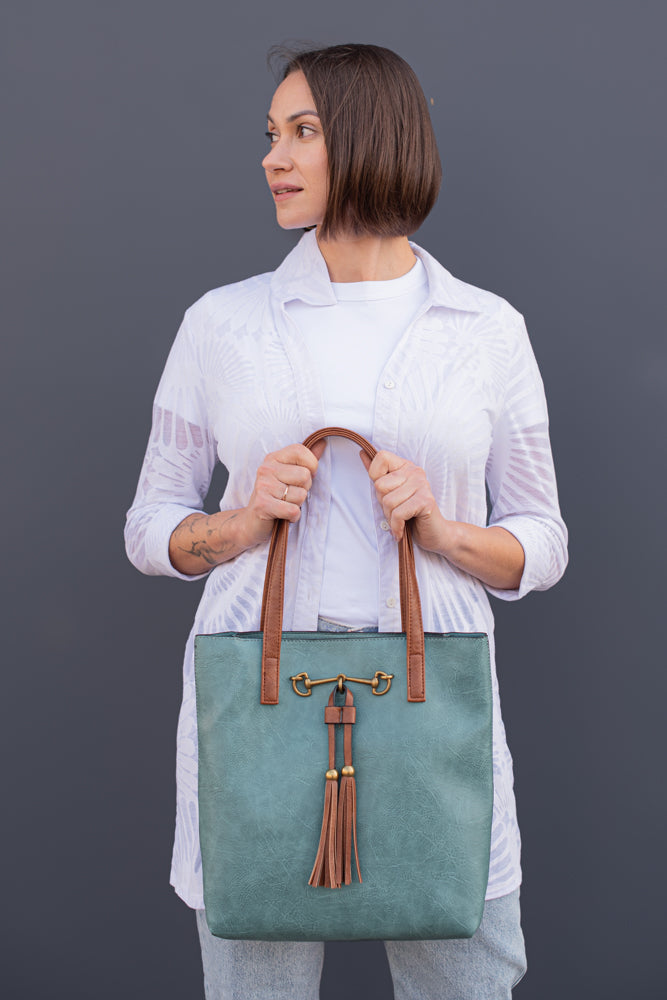 Jane Teal  | Tote Bag, 2 in 1 Horsebit
