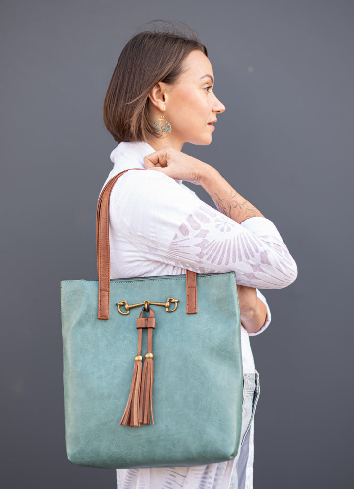 Jane Teal  | Tote Bag, 2 in 1 Horsebit