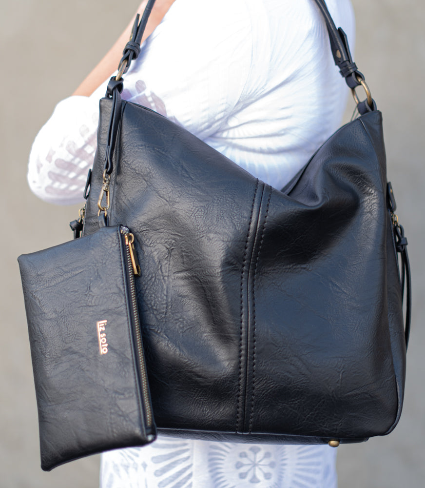Madison Black | Hobo Bag + Wristlet